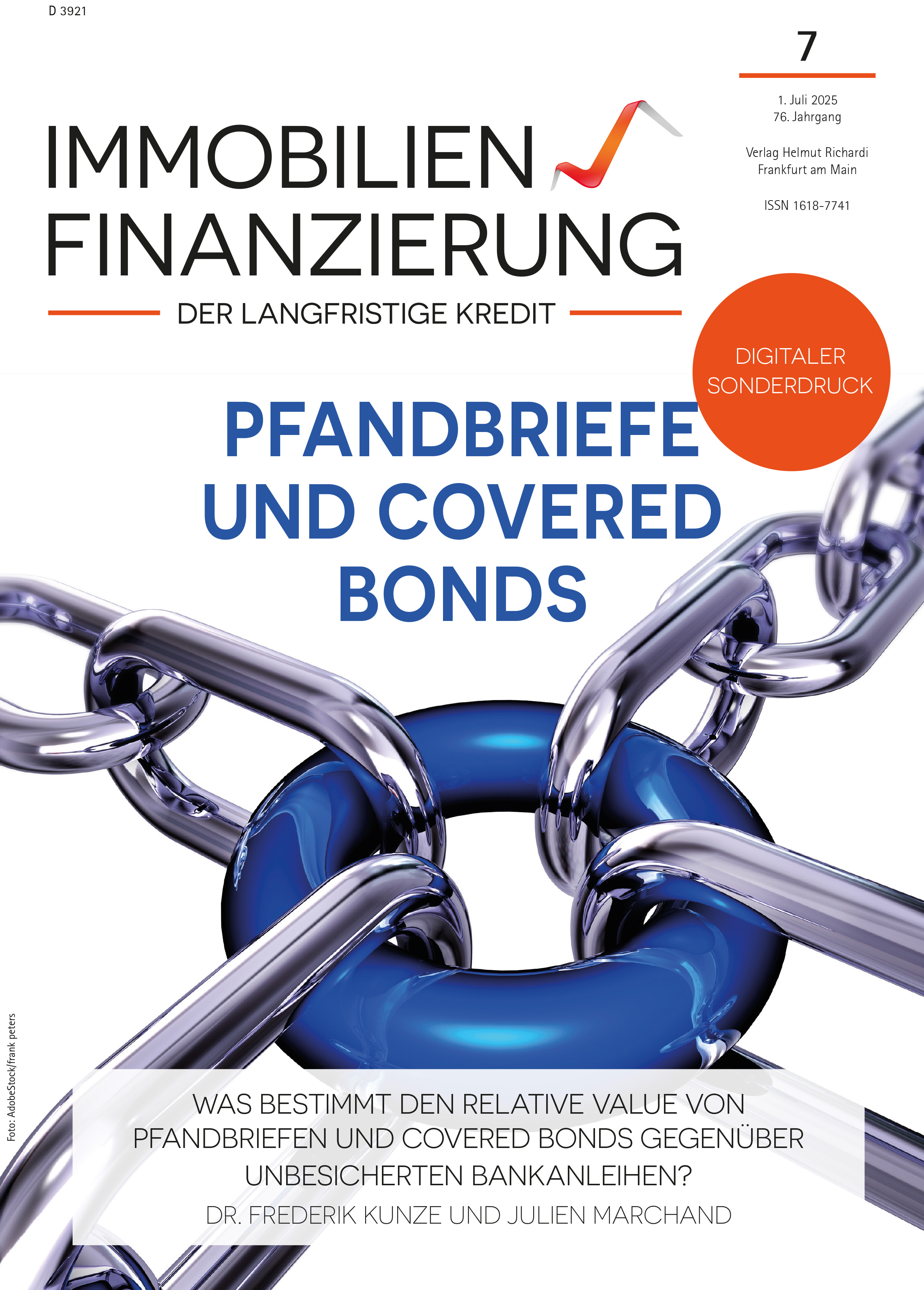 Cover vom Sonderdrucks „Was bestimmt den Relative Value von Pfandbriefen und Covered Bonds gegenüber unbesicherten Bankanleihen?“ 
